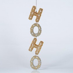 ACRYLIC ORNAMENT,HOHO, SILVER-GOLD, 4,5x24cm 600-44642