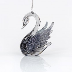 ACRYLIC SWAN, WITH WHITE DARK GREY, 7x10,2cm 600-44645