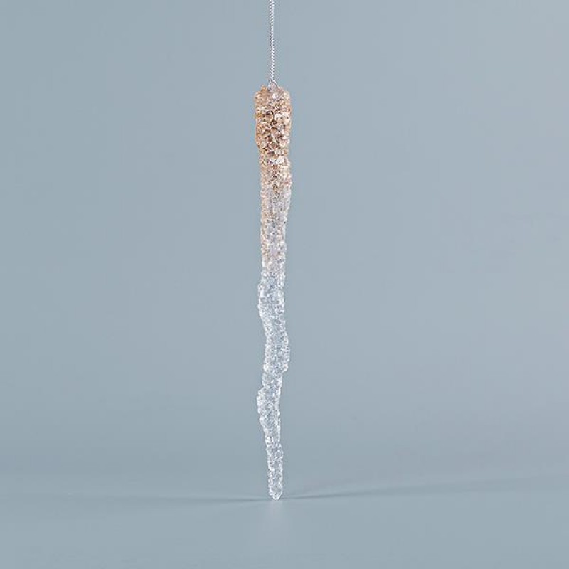 ACRYLIC STALACTITE, WITH GLITTER, SAND GOLD, 2x23cm 600-44653