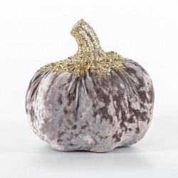 VELVET PUMPKIN, GREY, WITH GOLD GLITTER, 15x12cm 600-44705