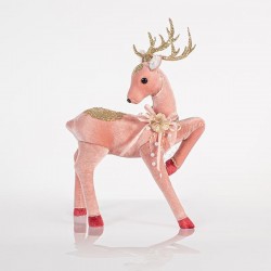 VELVET DEER, PINK, WITH GOLD GLITTER, 24x41cm 600-44726