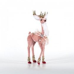 VELVET DEER, PINK, WITH GOLD GLITTER, 13x29cm 600-44728