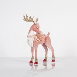 VELVET DEER, PINK, WITH GOLD GLITTER, 19x39cm 600-44729