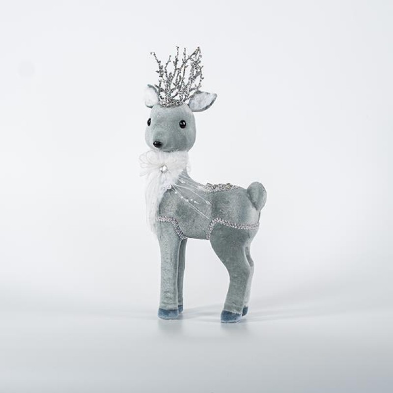 VELVET LITTLE REINDEER, GREY, 18x40cm 600-44736