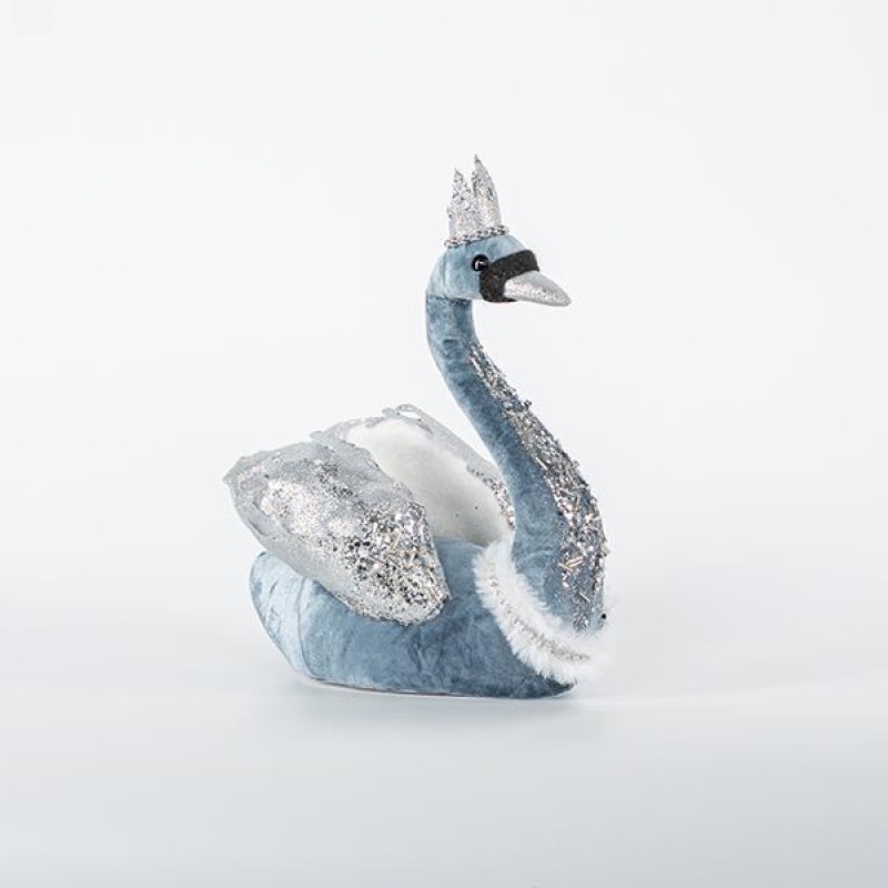VELVET SWAN, BLUE, WITH GLITTER, 22x28cm 600-44745