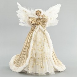 FAIRY TOP TREE, WHITE-GOLD, WITH STARS, 35cm 600-44796