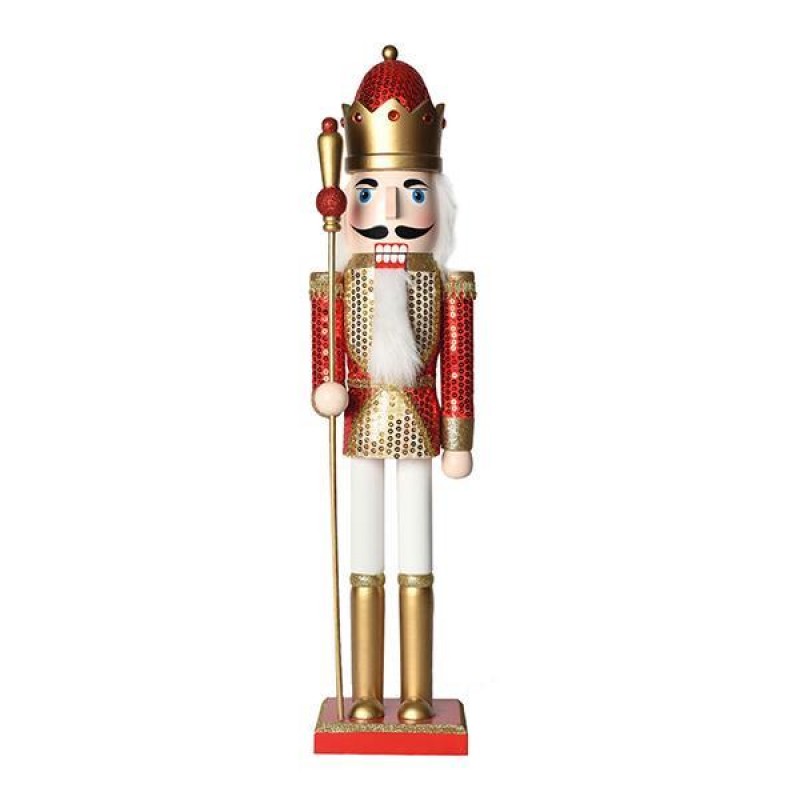 NUTCRACKER, WHITE-GOLD-RED, WITH SCEPTER, 60cm 600-44829