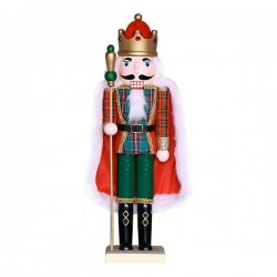 NUTCRACKER, RED-GREEN, WITH CAPE, WITH SCEPTER, 38cm 600-44833