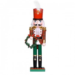 NUTCRACKER, RED-GREEN, WITH WREATH, 38cm 600-44835