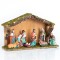 LIGHTED WOODEN MANGER WITH 9 PORCELAIN FIGURES, 20 LED, BATTERY OPERATED, 35x12x23cm 600-44849