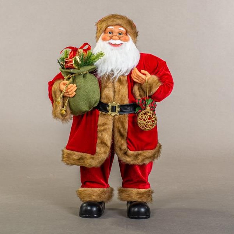 RED SANTA, WITH BROWN FUR, 80cm 600-44879