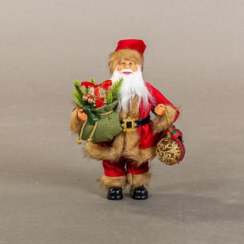 RED SANTA, WITH BROWN FUR, 30cm 600-44882