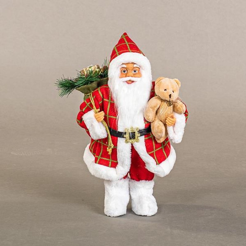 RED SANTA, WITH WHITE FUR, 40cm 600-44897
