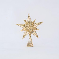 WIRE TOP TREE, GOLD, 3D STAR, 30x25cm 600-44927