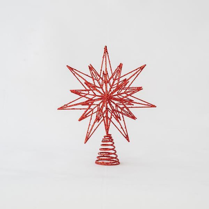 WIRE TOP TREE, RED, 3D STAR, 30x25cm 600-44928