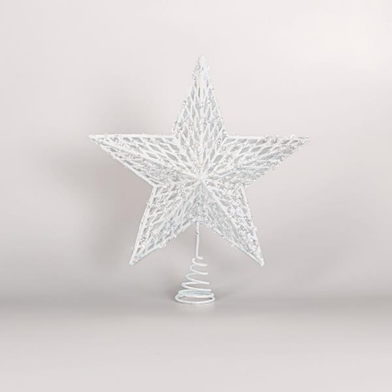WIRE TOP TREE, WHITE, STAR, 30,5x34,5cm 600-44930