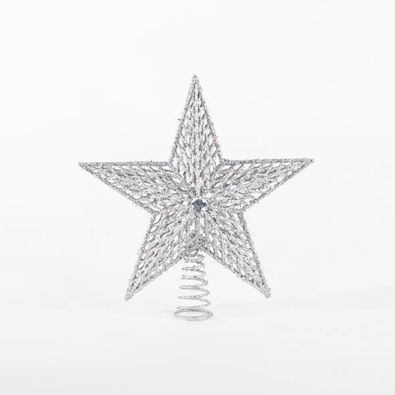 PLASTIC TOP TREE, GLITTER, SILVER, 29,5x33cm 600-44937