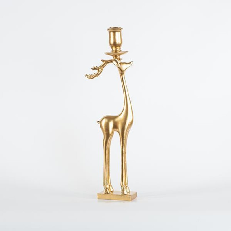 DECORATIVE CANDLE HOLDER, REINDEER, GOLD, 13x43,2cm 600-44945