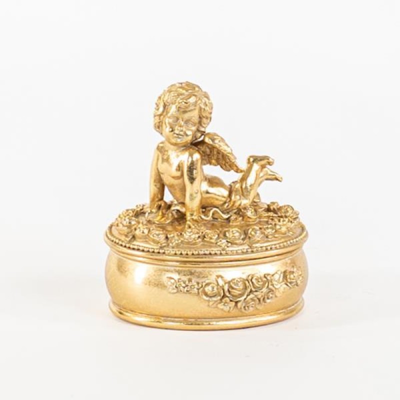JEWEL BOX WITH ANGEL, GOLD, 11,3x12,5cm 600-44951
