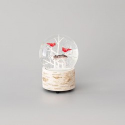 WHITE SNOWBALL, WITH REINDEERS INSIDE, WITH MUSIC AND MOVEMENT, WIND UP OPERATED, 10x13,5cm 600-44957