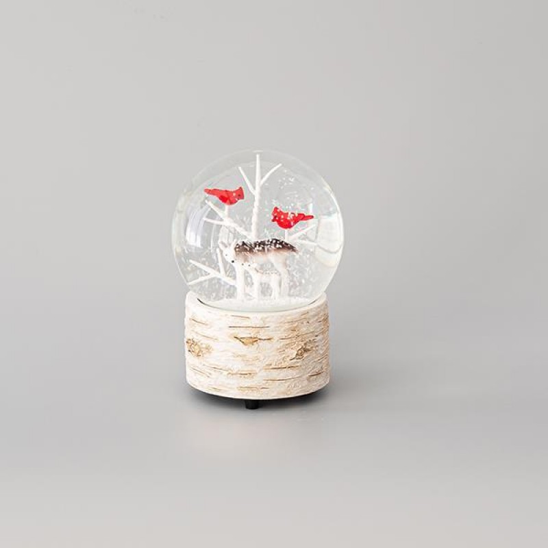 WHITE SNOWBALL, WITH REINDEERS INSIDE, WITH MUSIC AND MOVEMENT, WIND UP OPERATED, 10x13,5cm 600-44957