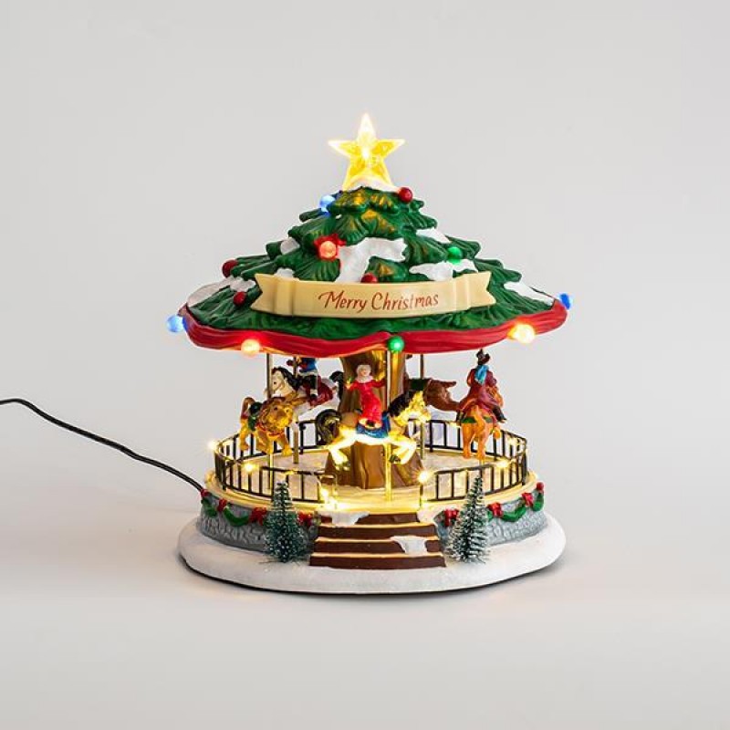 CAROUSSEL MERRY CHRISTMAS, 33 LED, WITH MUSIC AND MOVEMENT, WITH ADAPTOR, 25x24,5x26cm 600-44960