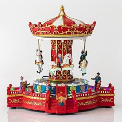 CAROUSSEL, WITH KIOSK, 49 LED, WITH TRANSFORMER, WITH MUSIC AND MOVEMENT, 32,5x28x30cm 600-44983
