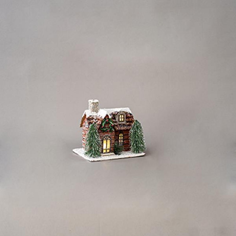 LIGHTED HOUSE, 4 LED, BATTERY OPERATED, 23x19x22cm 600-44999