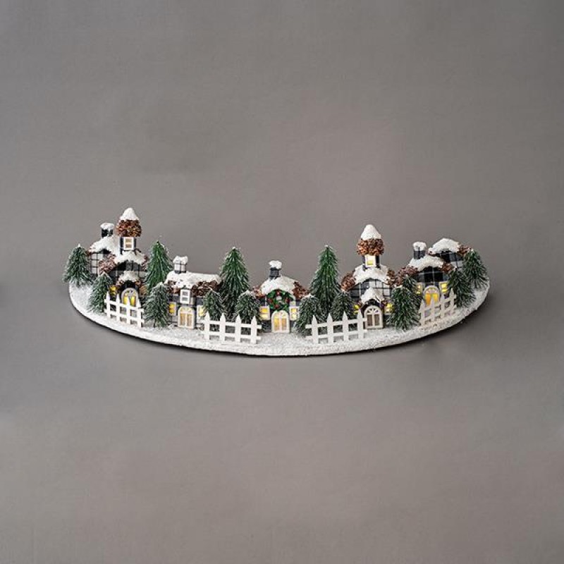 SEMICIRCULAR LIGHTED DECORATIVE, 16 LED, WITH HOUSES, 80x40x21cm 600-45003