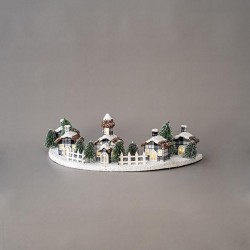 SEMICIRCULAR LIGHTED DECORATIVE, 11 LED, WITH HOUSES, 61x31x21cm 600-45004