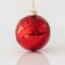 GLASS BALL, RED SHINY, WITH RED MATTE LINES, SET 4PCS, 8cm 600-45066