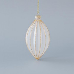 GLASS ORNAMENT, TRANSPARENT MATTE, WITH GOLD GLITTER, SET 4PCS, 6,5Χ11,7cm 600-45072
