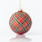 GLASS BALL, RED MATTE, WITH GREEN DESINGS AND GOLD GLITTER, SET 4PCS, 8cm 600-45075