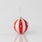 GLASS BALL, WHITE-RED, WITH BEADS, SET 4PCS, 10cm 600-45087