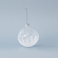 GLASS BALL, TRANSPARENT, WITH TRANSPARENT BEADS, SET 4PCS, 10cm 600-45096