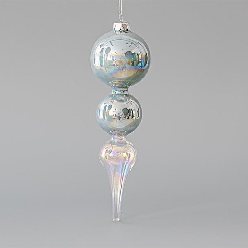 HANGING GLASS ORNAMENT, MINT-TRANSPARENT, 6x20cm 600-45122