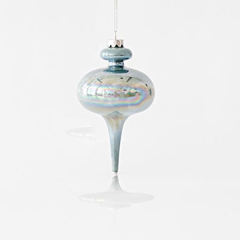 HANGING GLASS IRIDESCENT ORNAMENT, MINT, SET 2PCS, 9x15,3cm 600-45124