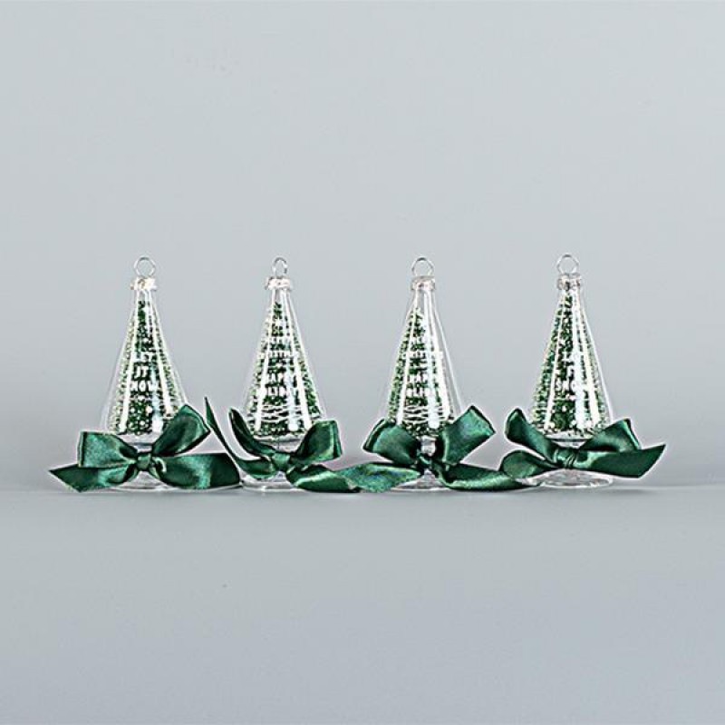 GLASS LITTLE TREE, SET 4PCS, 4,2x9,5cm 600-45130