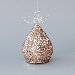 GLASS ORNAMENT, ANGEL, TRANSPARENT-BRONZE, SET 2PCS, 13cm 600-45131