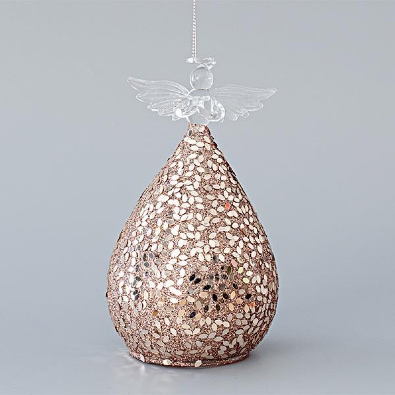 GLASS ORNAMENT, ANGEL, TRANSPARENT-BRONZE, 15cm 600-45132