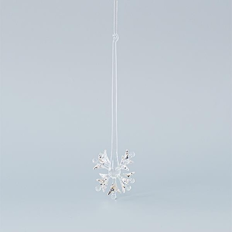 GLASS ORNAMENT, WITH SNOWFLAKE, SET 4PCS, 5,8x20cm 600-45138
