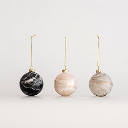 GLASS BALL, SILVER, 3 COLORS, SET 4PCS, 8cm 600-45149