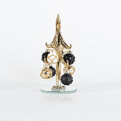 GLASS DECORATIVE TREE, CHAMPAGNE WITH BLACK, 6,2x13,5cm 600-45159