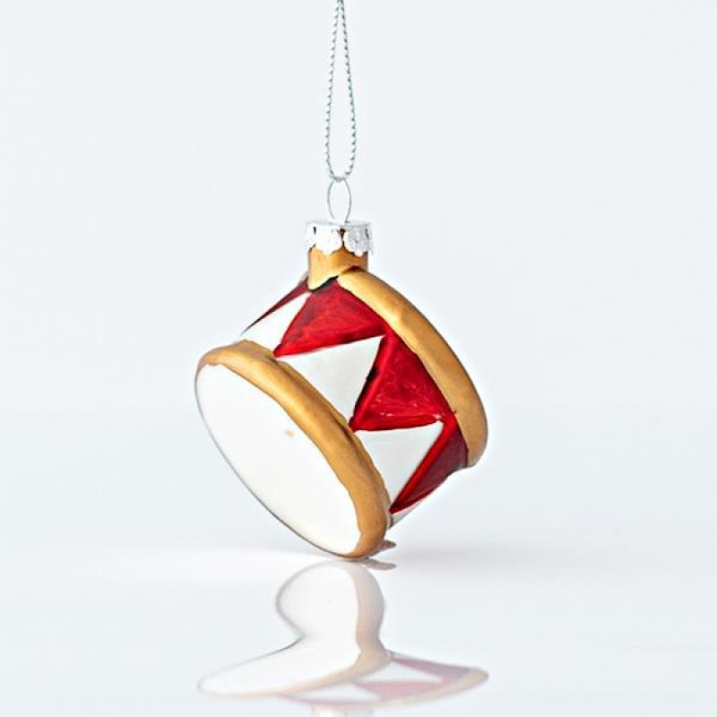 GLASS ORNAMENT, DRUM, 6x5x4cm 600-45175