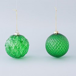 GLASS BALL, TRANSPARENT GREEN, SET 4PCS, 10cm 600-45184