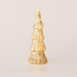 GLASS LIGHTED TREE, GOLD, BATTERY OPERATED, 8,5x22,5cm 600-45191