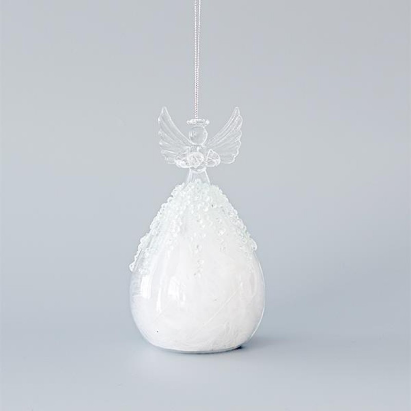 GLASS FAIRY, WITH FEATHERS INSIDE, SET 3PCS, 8,5x15cm 600-45195