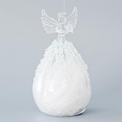 GLASS FAIRY, WITH FEATHERS INSIDE, SET 2PCS, 9,5x17cm 600-45196