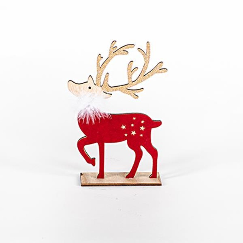 TABLE REINDEER, RED, WITH FEATHER, 15x2x21cm 600-45207