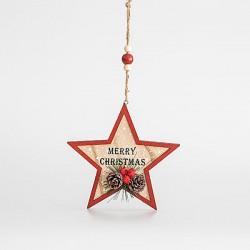 ДЪРВЕНА КОЛЕДНА ЗВЕЗДА С НАДПИС MERRY CHRISTMAS